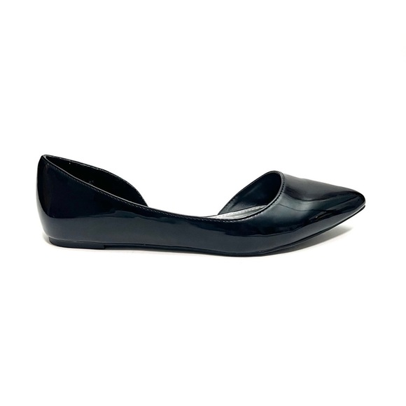 Vintage Y2K deadstock black vegan patent leather pointed toe ballet flats - Picture 2 of 8